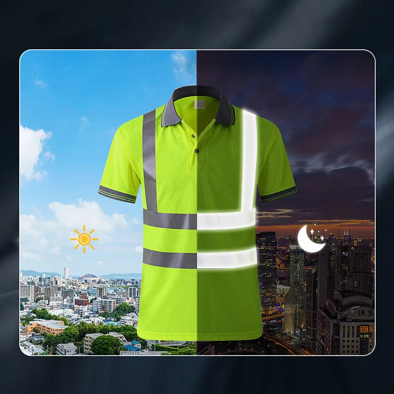 Custom LOGO T-Shirt for Men Work Safety Vest Fluorescent Yellow Workwear Vest Safety Volunteer Uniform