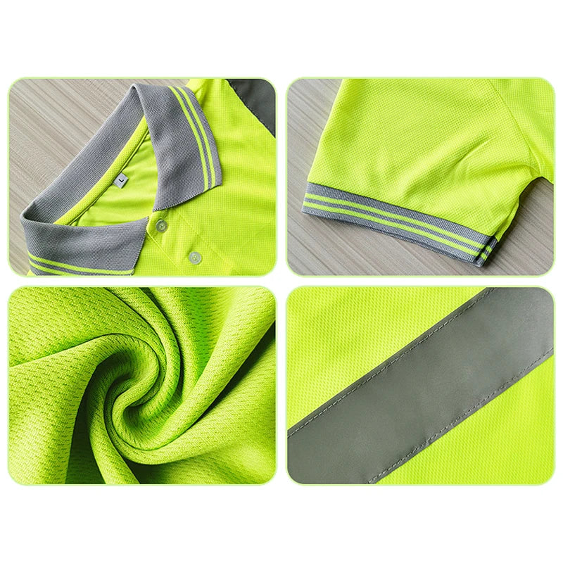 Custom LOGO T-Shirt for Men Work Safety Vest Fluorescent Yellow Workwear Vest ﻿Safety Volunteer Uniform