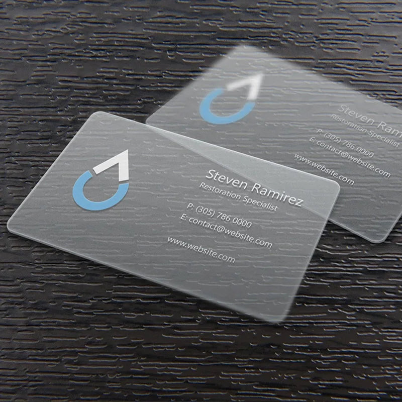 200pcs 500pcs Custom Translucent Business Cards PVC Print Plastic Identity Cards One Side Waterproof Round Corners Add White Ink