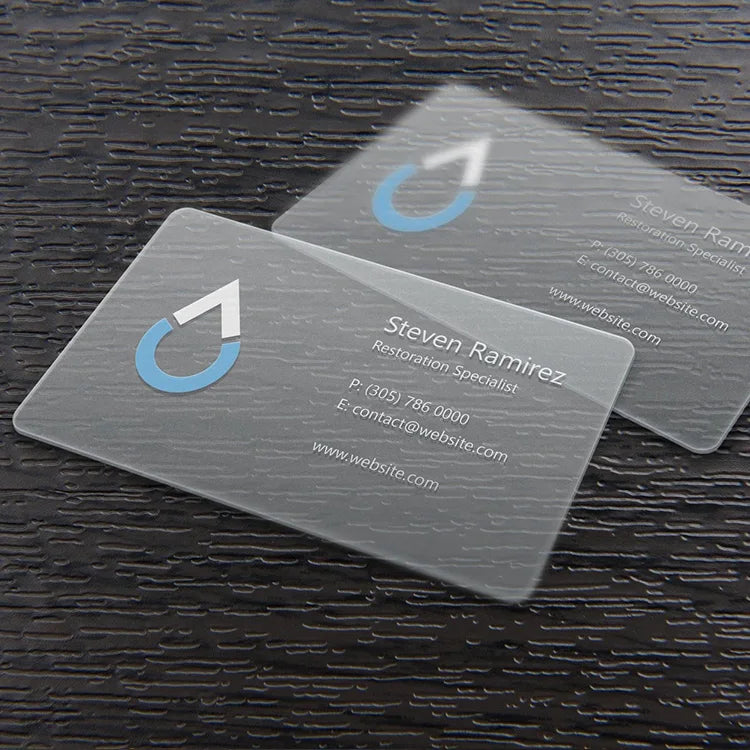 200pcs 500pcs Custom Translucent Business Cards PVC Print Plastic Identity Cards One Side Waterproof Round Corners Add White Ink