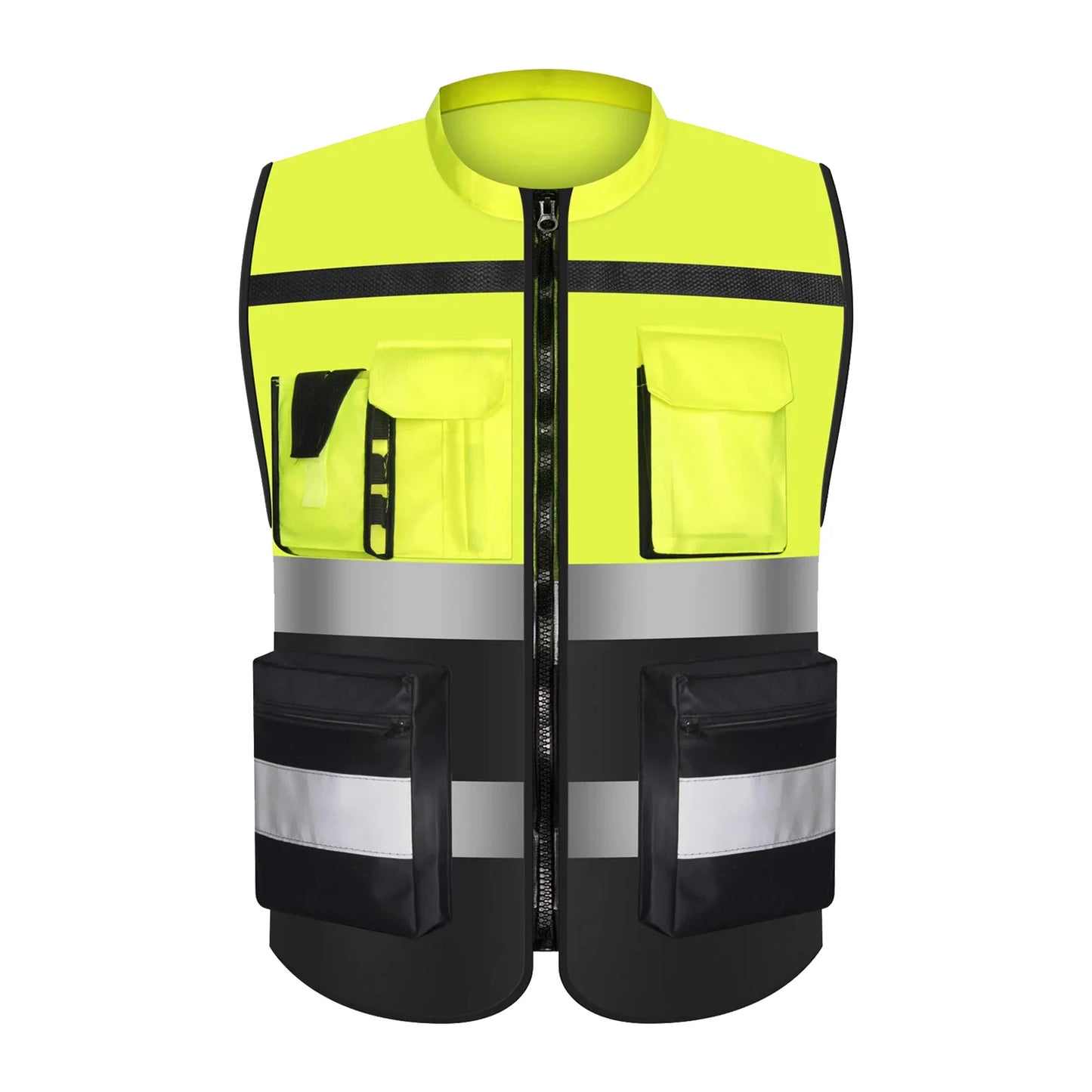 Custom LOGO Safety Vest with Pockets and Zipper Construction Vest Two Tone Workwear Vest Volunteer Uniform