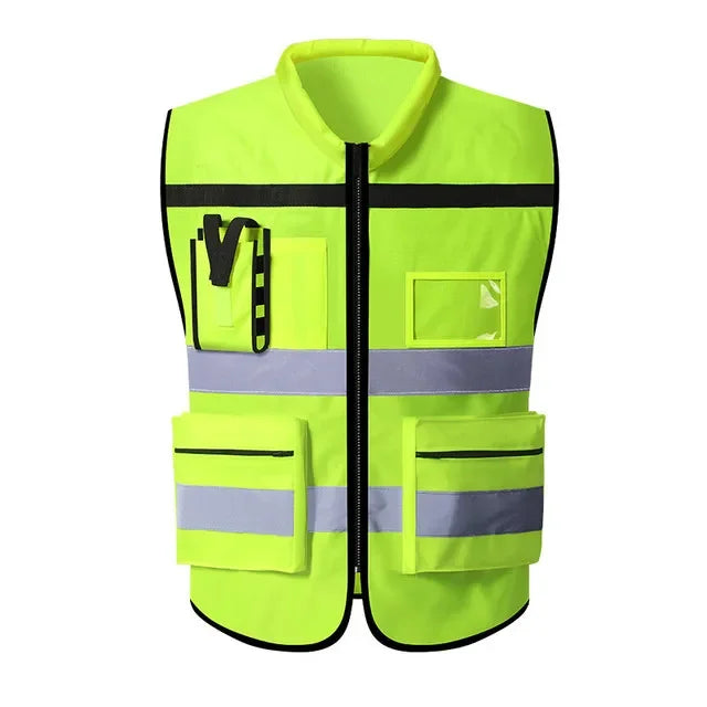 Custom LOGO Safety Vest with Pockets and Zipper Construction Vest Two Tone Workwear Vest Volunteer Uniform