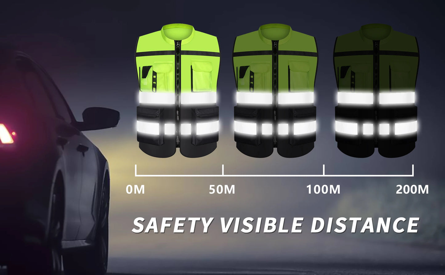 Custom LOGO Safety Vest with Pockets and Zipper Construction Vest Two Tone Workwear Vest Volunteer Uniform