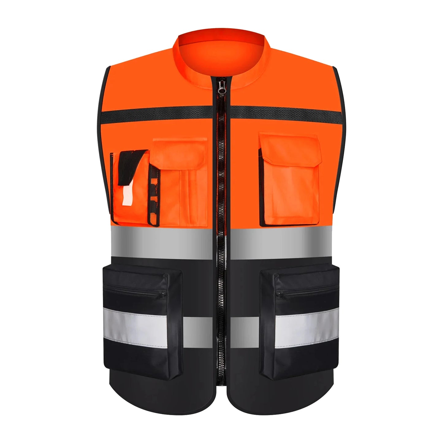 Custom LOGO Safety Vest with Pockets and Zipper Construction Vest Two Tone Workwear Vest Volunteer Uniform