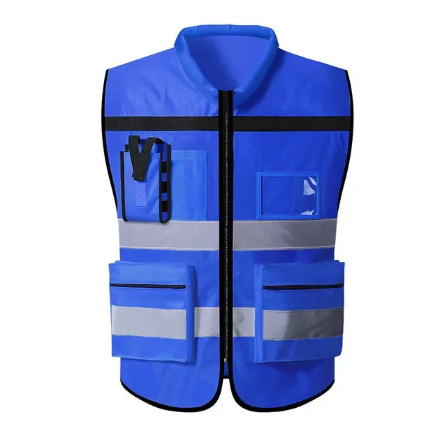 Custom LOGO Safety Vest with Pockets and Zipper Construction Vest Two Tone Workwear Vest Volunteer Uniform