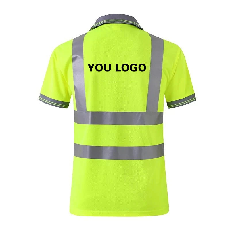 Custom LOGO T-Shirt for Men Work Safety Vest Fluorescent Yellow Workwear Vest ﻿Safety Volunteer Uniform
