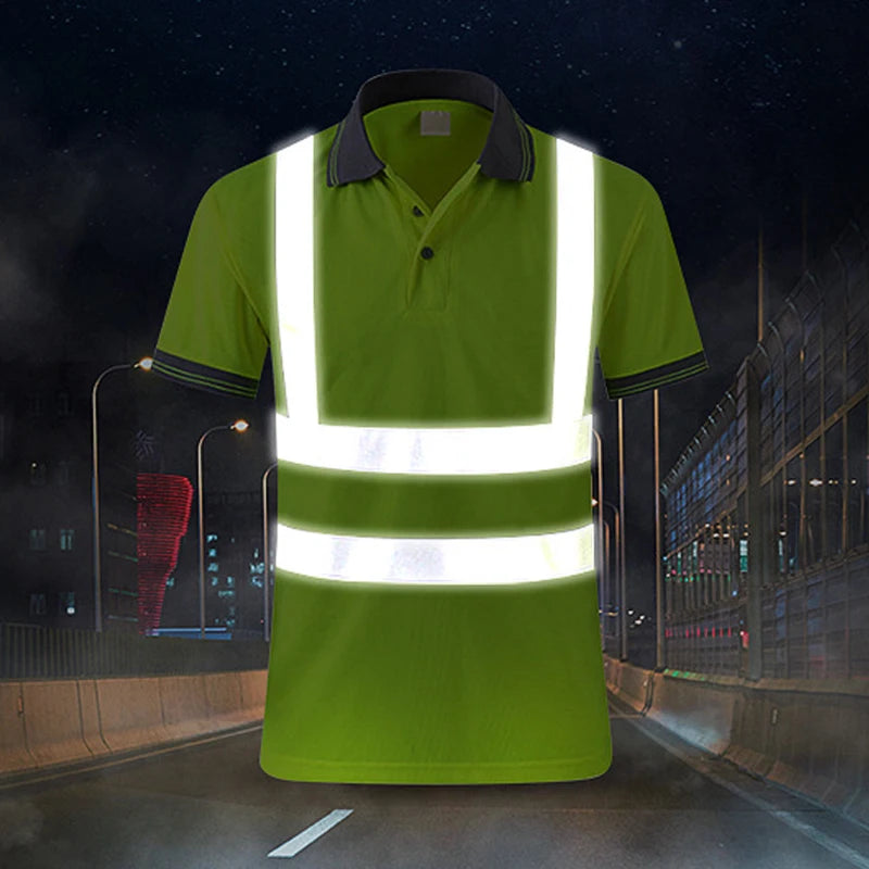 Custom LOGO T-Shirt for Men Work Safety Vest Fluorescent Yellow Workwear Vest ﻿Safety Volunteer Uniform
