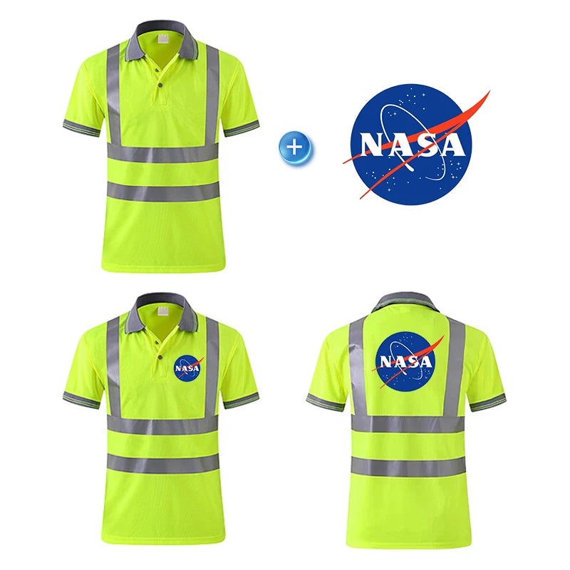 Custom LOGO T-Shirt for Men Work Safety Vest Fluorescent Yellow Workwear Vest ﻿Safety Volunteer Uniform