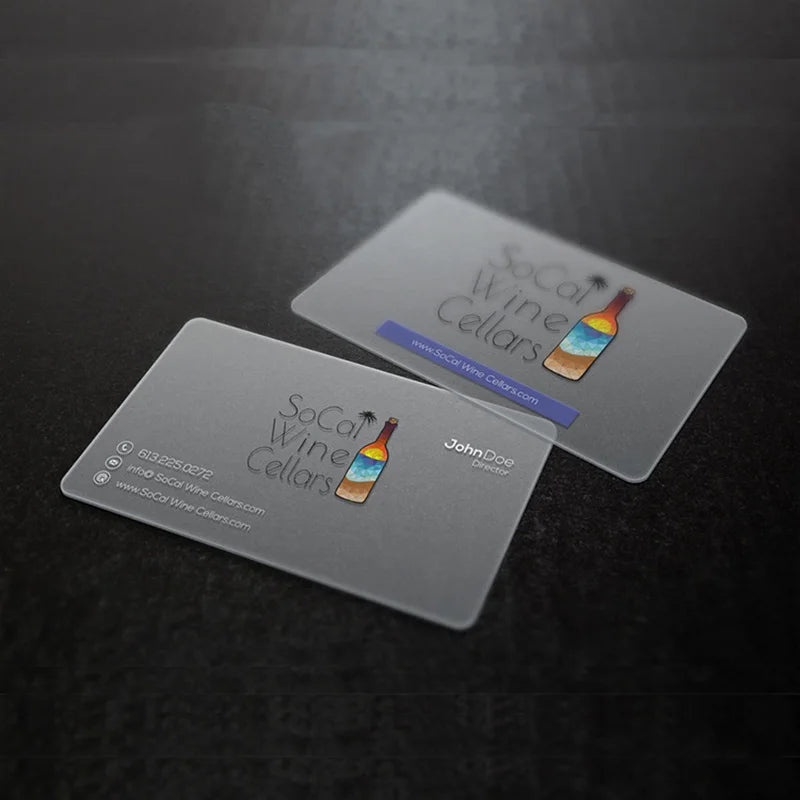 200pcs 500pcs Custom Translucent Business Cards PVC Print Plastic Identity Cards One Side Waterproof Round Corners Add White Ink